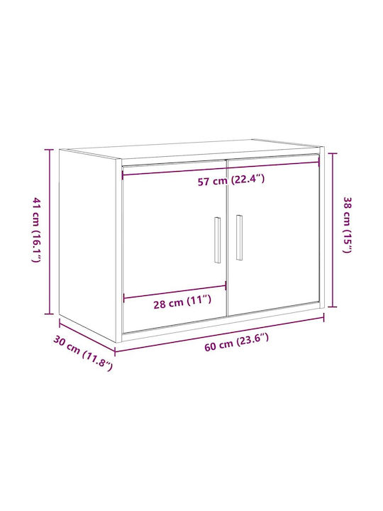 Wall Living Room Cabinet Made of Particle Board Brown 60x30x41cm