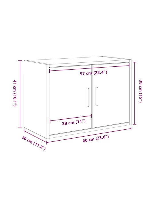 Wall Living Room Display Cabinet Made of Particle Board Brown 60x30x41cm