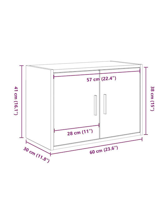 Wall Living Room Cabinet made of Particle Board White 60x30x41cm