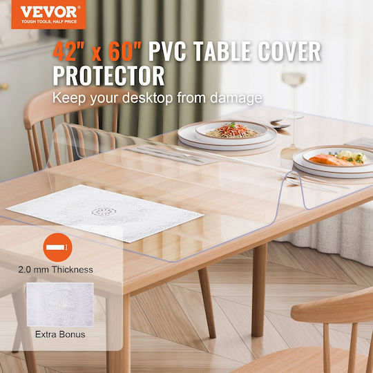 Vevor PVC Table Protector 42x60 Inches Clear Plastic Desk Protector Thickness 2.0mm Vevor PVC Table Protector 42x60 Inches Clear Plastic Desk Protector Thickness 2.0mm