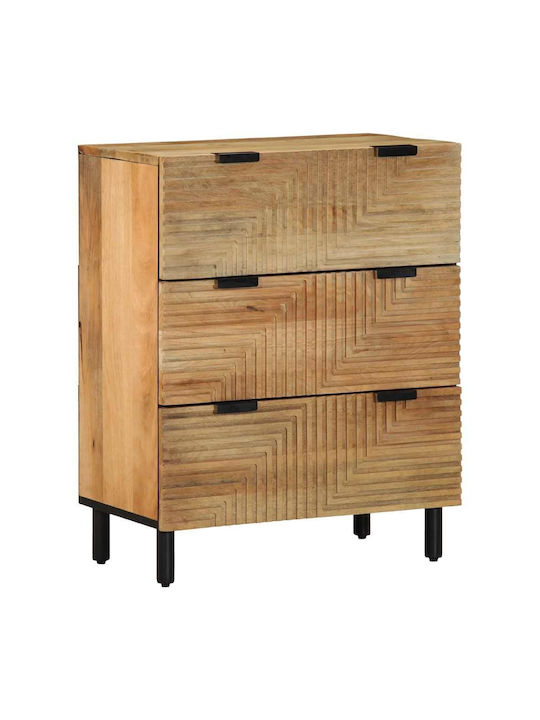 Chest of Drawers of Solid Wood Coffee 60x33x75cm