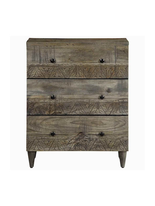 Chest of Drawers of Solid Wood Light Grey 60x33.5x75cm