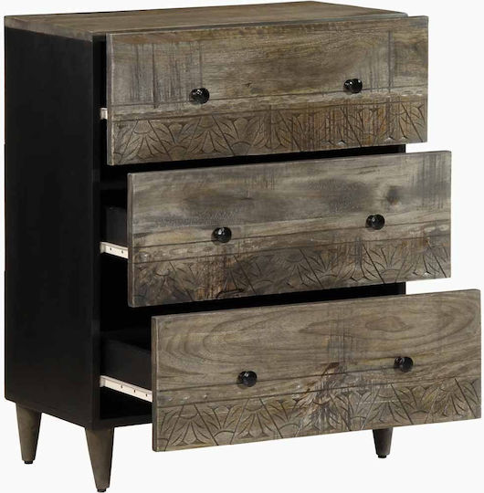 Chest of Drawers of Solid Wood Light Grey 60x33.5x75cm
