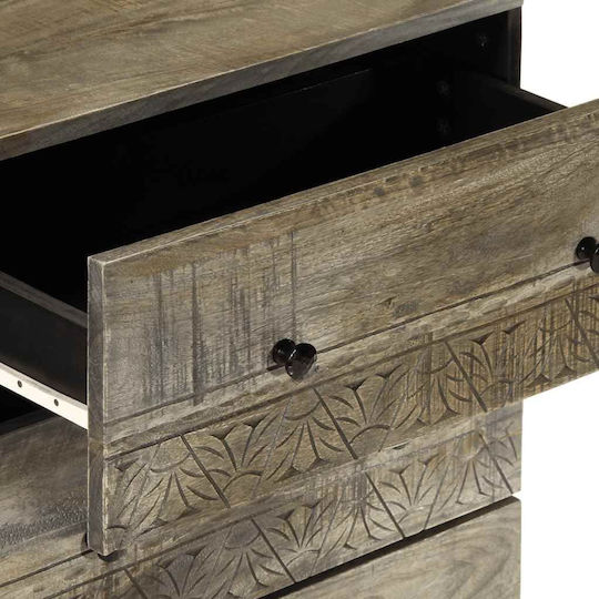 Chest of Drawers of Solid Wood Light Grey 60x33.5x75cm