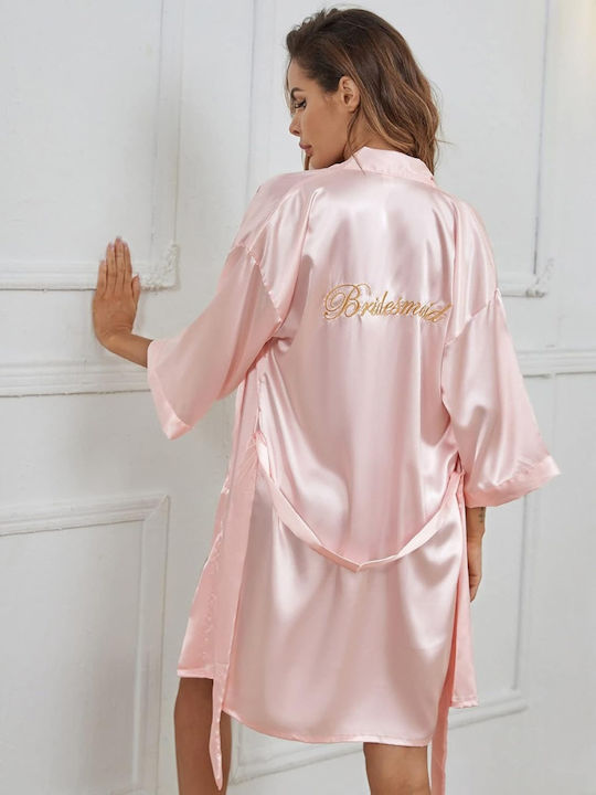 La Lolita Amsterdam Bridal Women's Satin Robe with Nightdress Pink Bridesmaid