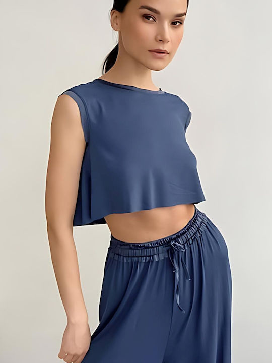 Chicret Set Pijamale Dama De Vară Albastru