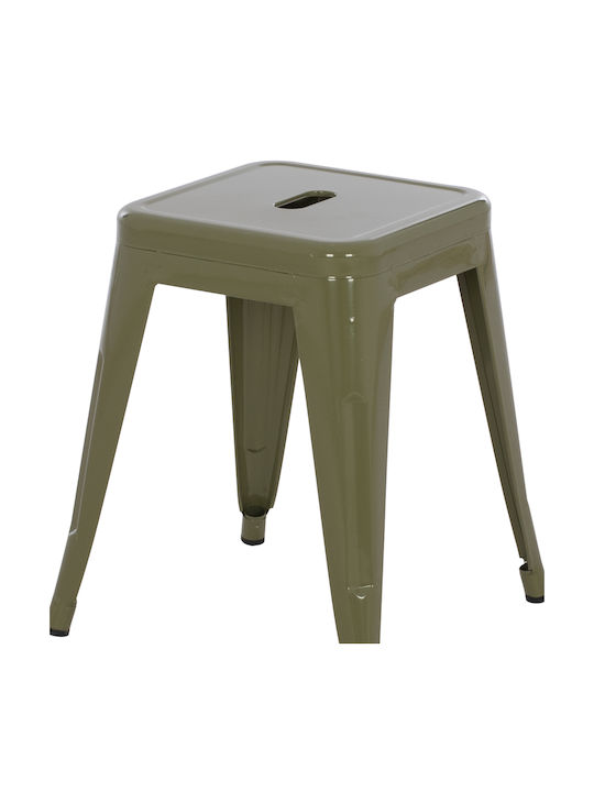 Μεταλλικό Σκαμνάκι Εξωτερικού Χώρου Melita Dark Olive 37x37x45cm