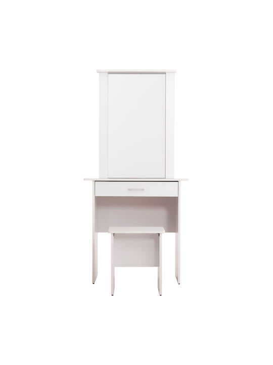 Schminktisch Crystel Hölzern White mit Spiegel 74x39x155cm