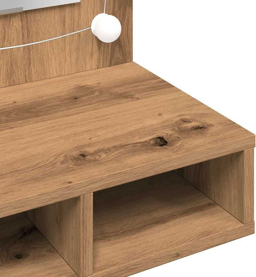 Wandmontage Schminktisch Schlafzimmer Holz Braun mit Spiegel 90x31.5x62cm