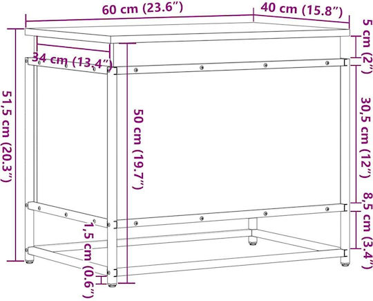 vidaXL Διακοσμητικό Μπαούλο Ξύλινο Καφέ 60x40x51.5εκ.