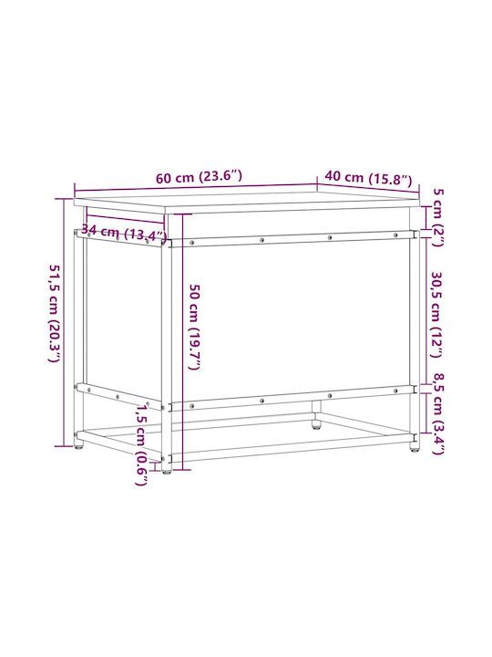 vidaXL Aufbewahrungsbox Dekorative Truhe Hölzernes Gray 60x40x51.5cm