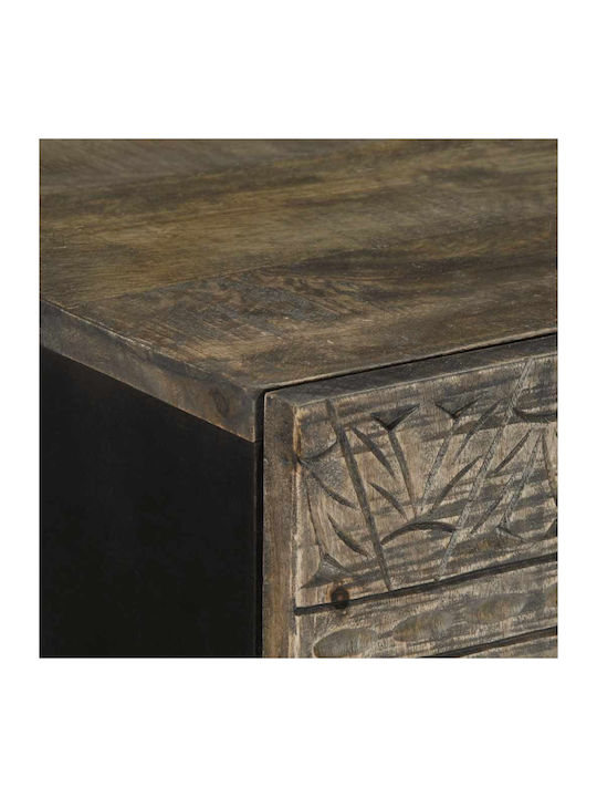 Floor-standing Living Room Display Cabinet made of Solid Wood with Glass Black 60x33x110cm
