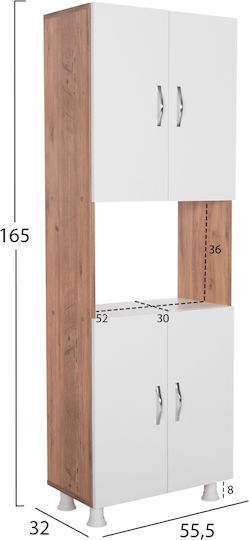 Επιδαπέδιο Ντουλάπι Φυσικό-λευκό 55.5x32x165εκ.
