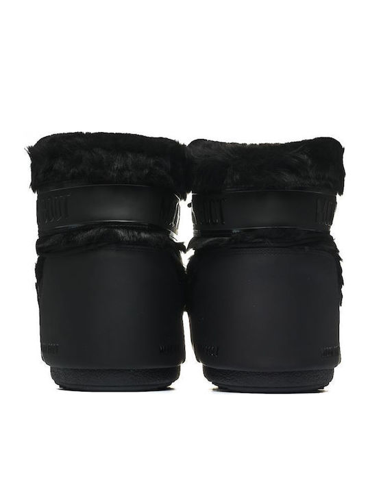 Icon Low Faux Damenstiefel mit Pelz Schwarz