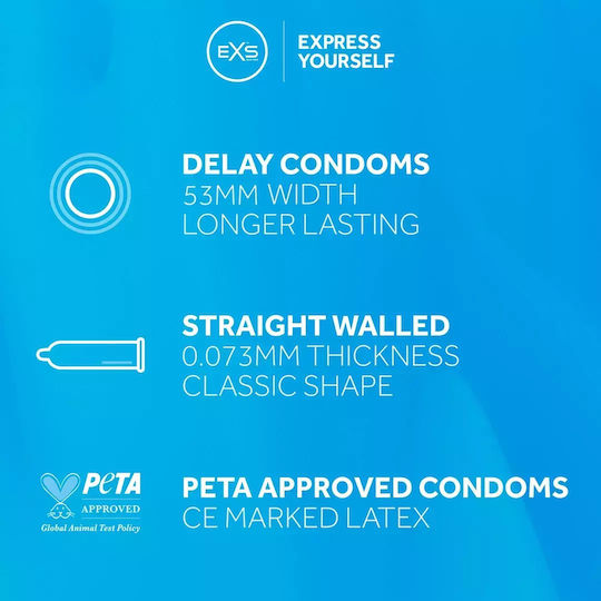 EXS Προφυλακτικά Delay 144τμχ 53mm Natural