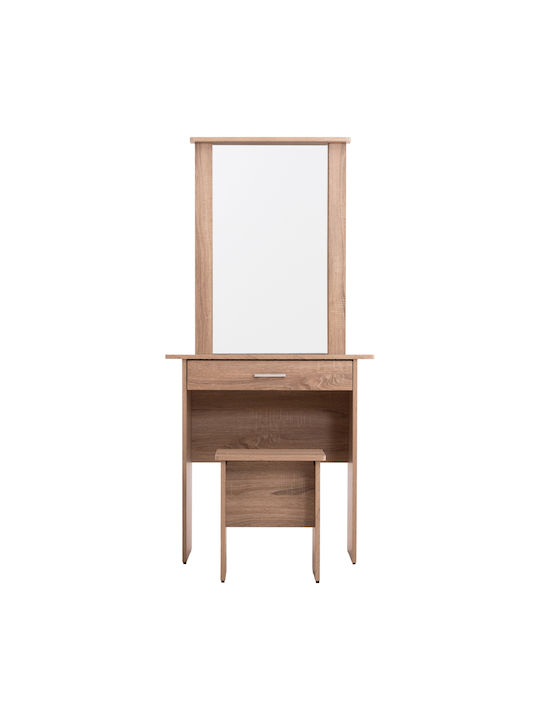 Bodenstehende Schminktisch Schlafzimmer Crystel Holz Sonama Eiche mit Spiegel & Hocker 74x39x155cm