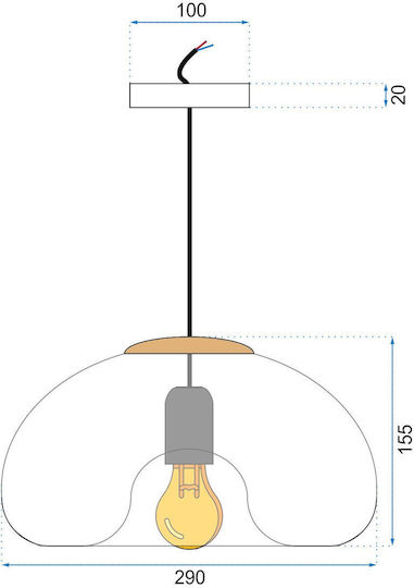 Toolight Pendant Light Silver with Socket E27