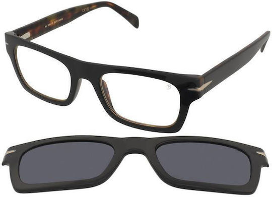 David Beckham Plastic Eyeglass Frame with Clip On Black DB 7129/CS WR7/C3