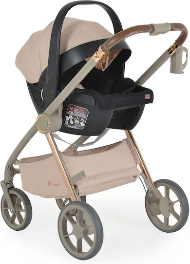 Cangaroo Unique Adjustable 3 in 1 Baby Stroller Suitable for Newborn Macadamia Beige