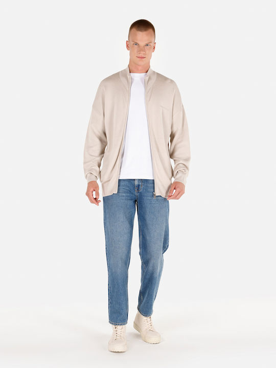 Cardigan Tricotat pentru Bărbați Beige