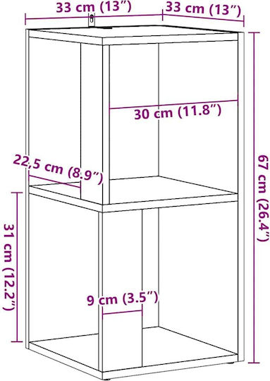 Corner Bookcase Artisan Oak 33x33x67cm