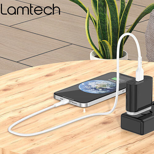 Lamtech Regular USB-A la Cablu Lightning Alb 1m (LAM439881)