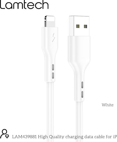 Lamtech Regular USB-A la Cablu Lightning Alb 1m (LAM439881)