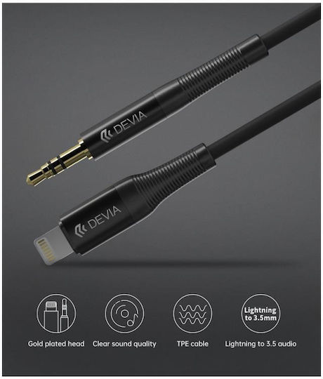 Devia Audio 3.5mm to Lightning Cable Μαύρο 1m