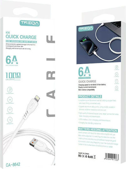 Treqa CA-8642 Regular USB-A la Cablu Lightning Alb 1m (CA-8642)
