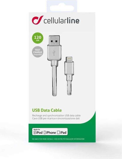 Cellular Line Regular USB to Lightning Cable Λευκό 1m (USBDATACMFIIPH5W)
