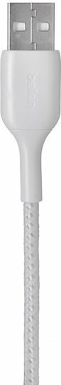 Belkin Braided USB-A to Lightning Cable 12W White 3m (CAA002BT3MWH)