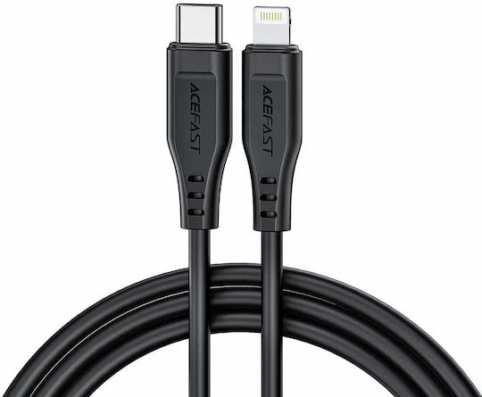 Acefast C3-01 Редовна USB-C към Lightning кабел 30W Черен 1.2м