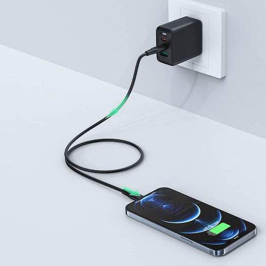 Acefast C3-01 Редовна USB-C към Lightning кабел 30W Черен 1.2м