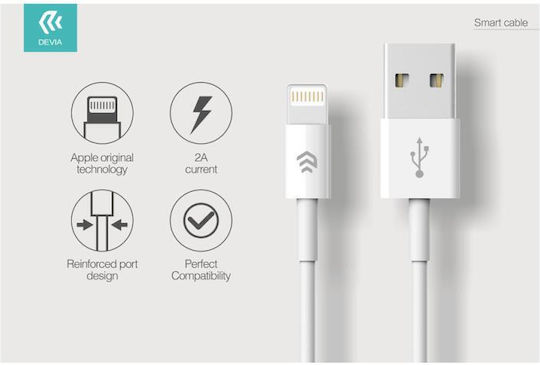 Devia Smart USB to Lightning Cable Λευκό 2m (DVCB-DVCB-311598)