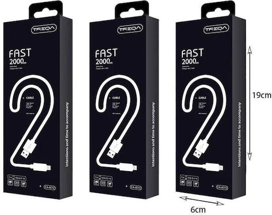 Treqa Regular USB to Lightning Cable Λευκό 2m (CA-8072)