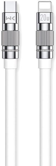 WK WDC-187 Braided / Flat USB-C to Lightning Cable 20W Λευκό 1.2m