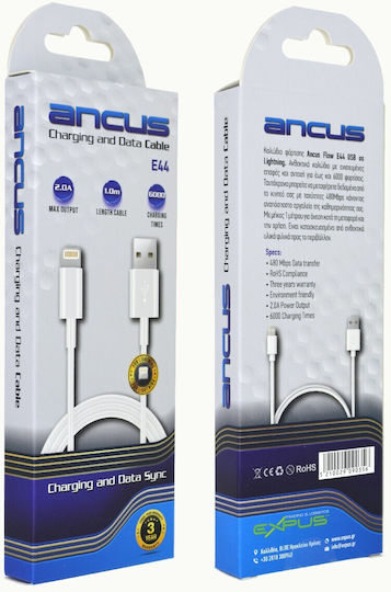 Ancus E44 USB-A to Lightning Cable Λευκό 1m (34229)