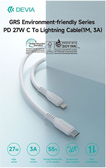 Devia USB-C zu Lightning Kabel 27W Weiß 1m