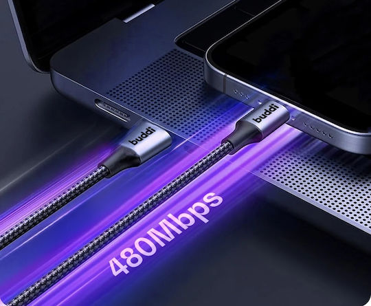 Buddi Редовна USB-A към Lightning кабел 12W Черен 2м (122494)
