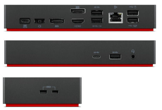 Lenovo ThinkPad Universal 90W USB-C Docking Station with HDMI/DisplayPort 4K PD Ethernet and Support for 3 Monitors Black