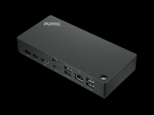 Lenovo ThinkPad Universal 90W USB-C Docking Station with HDMI/DisplayPort 4K PD Ethernet and Support for 3 Monitors Black