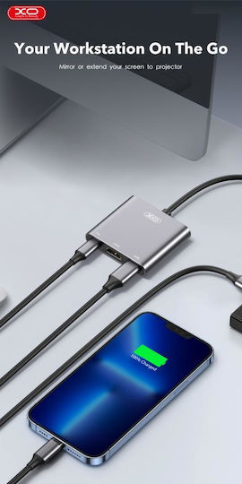 XO HUB011 USB-C Docking Station with HDMI 4K PD Gray ...
