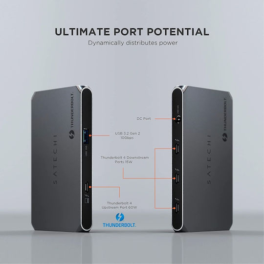Satechi Thunderbolt 4 Stație de andocare cu 4K PD Gri (ST-T4SHM-EU)