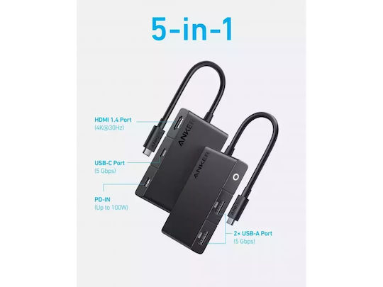 Anker 332 USB-C Docking Station με HDMI 4K PD Μαύρο