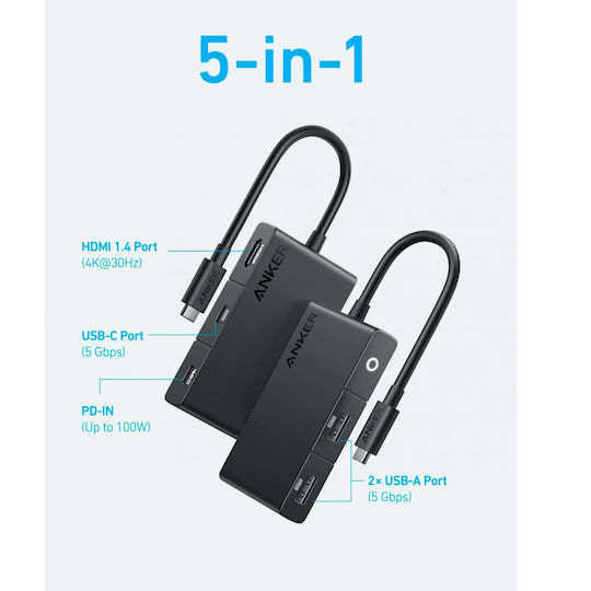 Anker 332 USB-C Docking Station με HDMI 4K PD Μαύρο