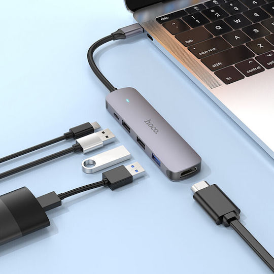 Hoco HB27 USB-C Docking Station mit HDMI 4K PD Gray