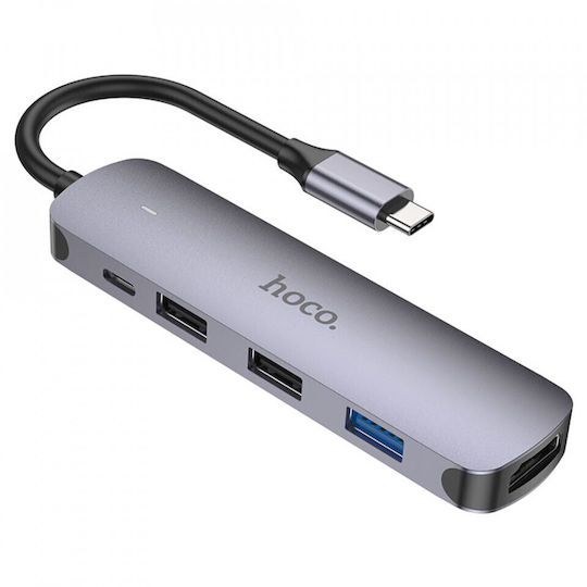 Hoco HB27 USB-C Docking Station mit HDMI 4K PD Gray
