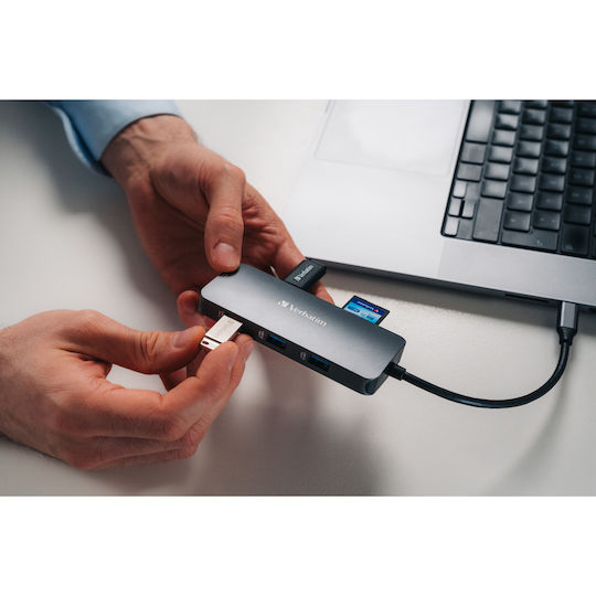 Verbatim CMH-9 USB-C Docking Station mit HDMI 4K PD Ethernet Gray