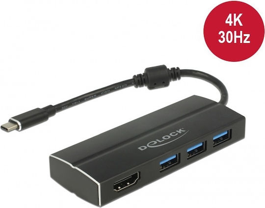 DeLock USB-C Docking Station mit HDMI 4K Schwarz (63931)