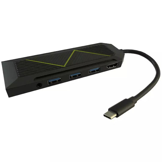 LC-Power USB-C Докинг станция с HDMI 4K Ethernet Черен (LC-HUB-C-MULTI-6-RGB)
